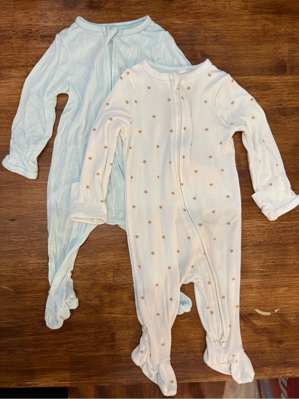 cloud island Cream Star & Light Blue Footed One-Piece Sleepers